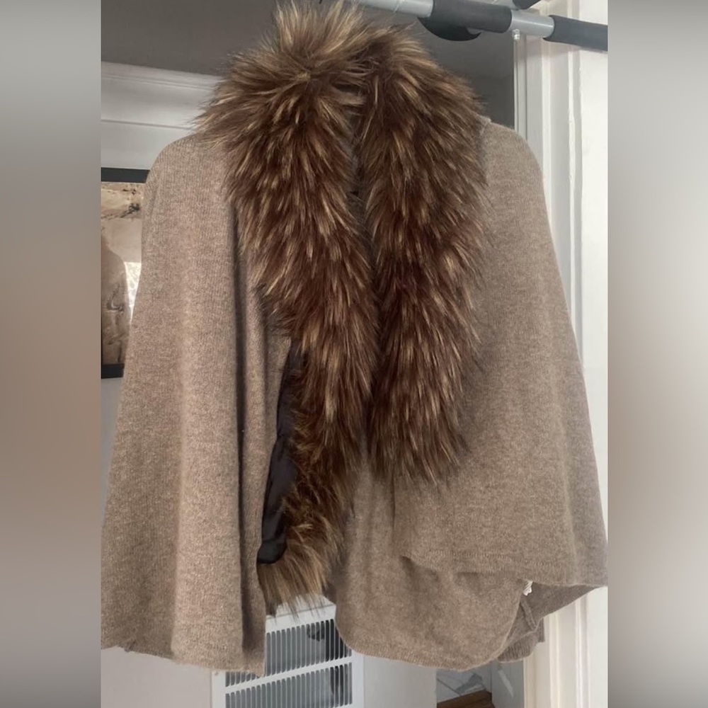 27 miles malibu faux fur collar open cardigan